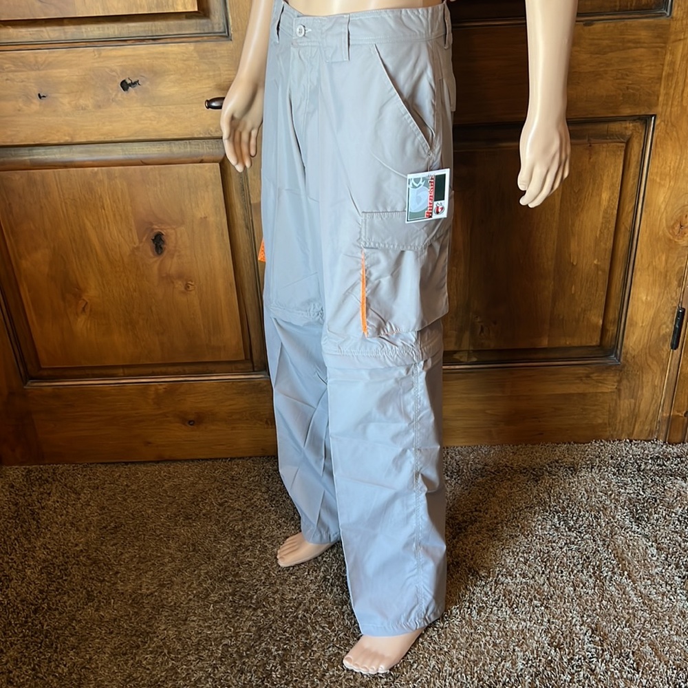 Burnside Snowboard Hiking Pants Cargo 2 in 1 Zip off Shorts Convertible Grey New